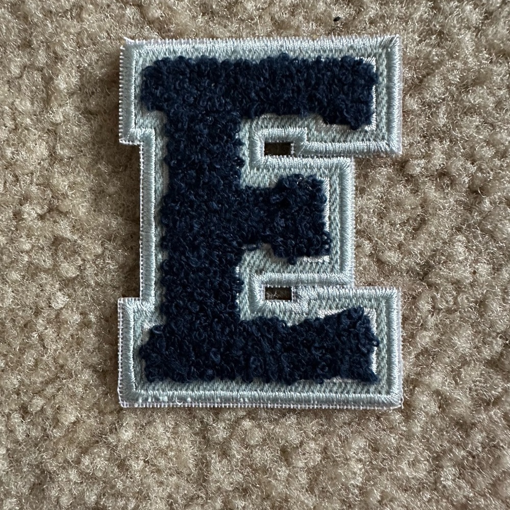 Stoney clover lane Sapphire Denim Varsity Letter E Patch sticker jumbo size